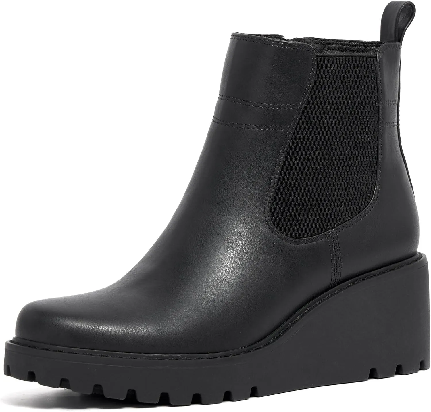 vodvob Women's Ankle Boots Wedge Heel Booties Elastic Chelsea Platform Slip On Lug Sole Wedge Boots