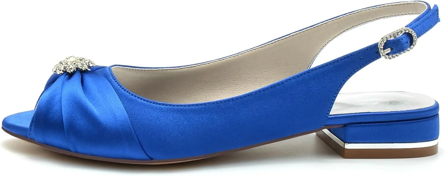 Wedding Shoes for Bride Women's Flat Sandals Open Toe Low Heels Bridal Shoes Flat Wedding Party Dress Flats 2.5Cm