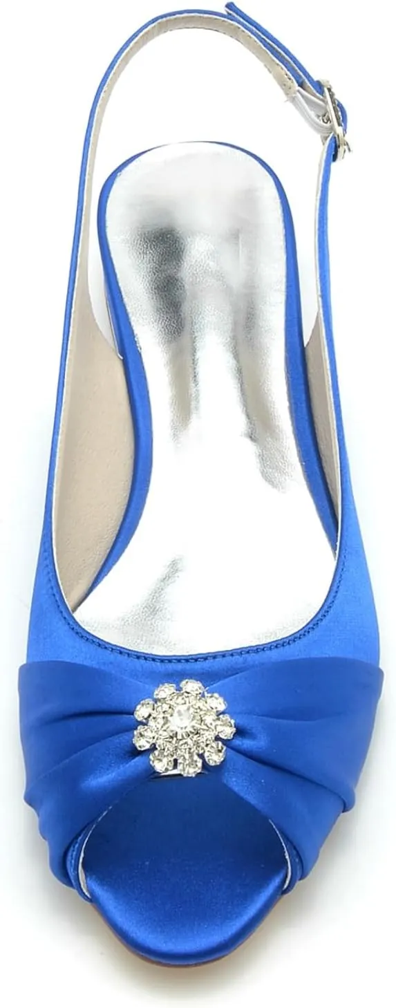Wedding Shoes for Bride Women's Flat Sandals Open Toe Low Heels Bridal Shoes Flat Wedding Party Dress Flats 2.5Cm