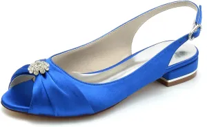Wedding Shoes for Bride Women's Flat Sandals Open Toe Low Heels Bridal Shoes Flat Wedding Party Dress Flats 2.5Cm