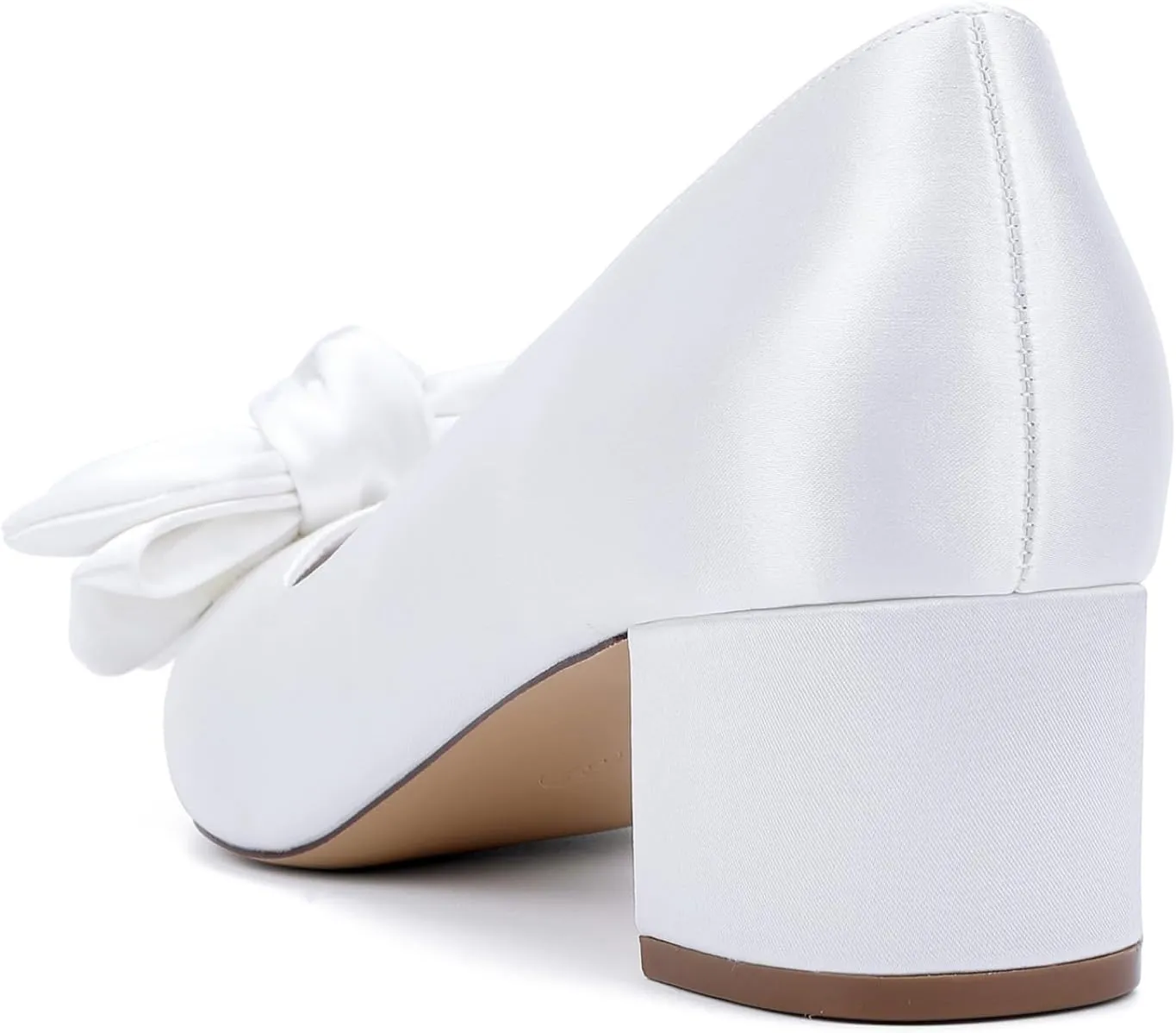 Wedding Shoes Women Bride Pointed Toe Heels Wedding Low Heels Bridal Shoes Slip-On Low Block Heel 4.5Cm