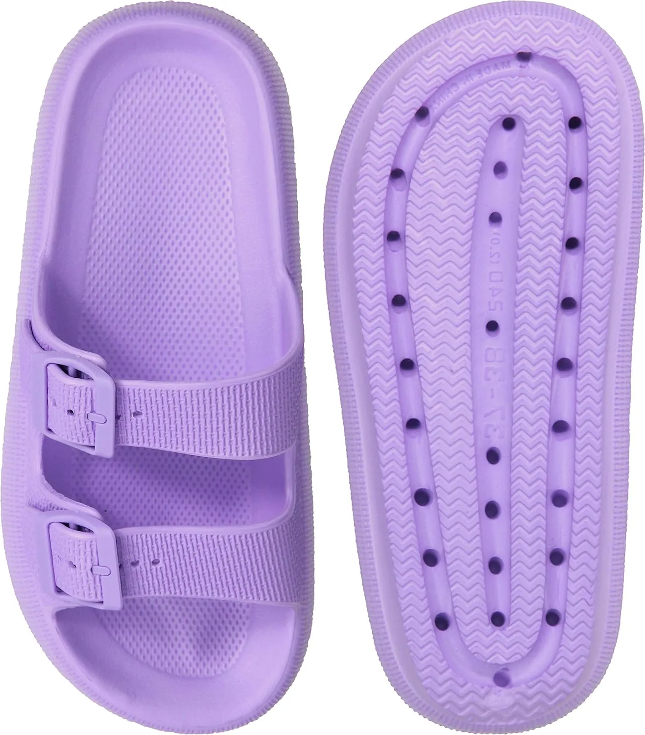 Weweya Sandals for Women and Men - Pillow Slippers - Double Buckle Adjustable Slides - EVA Flat Sandals
