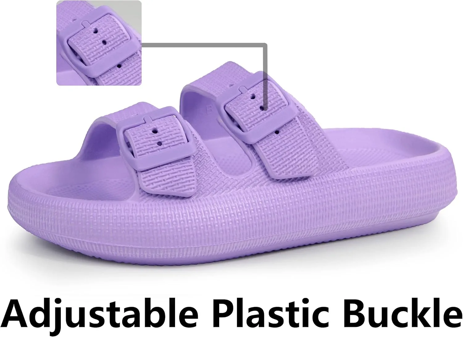 Weweya Sandals for Women and Men - Pillow Slippers - Double Buckle Adjustable Slides - EVA Flat Sandals