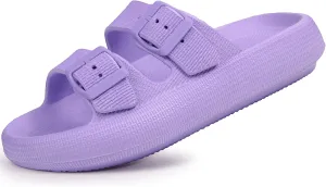 Weweya Sandals for Women and Men - Pillow Slippers - Double Buckle Adjustable Slides - EVA Flat Sandals