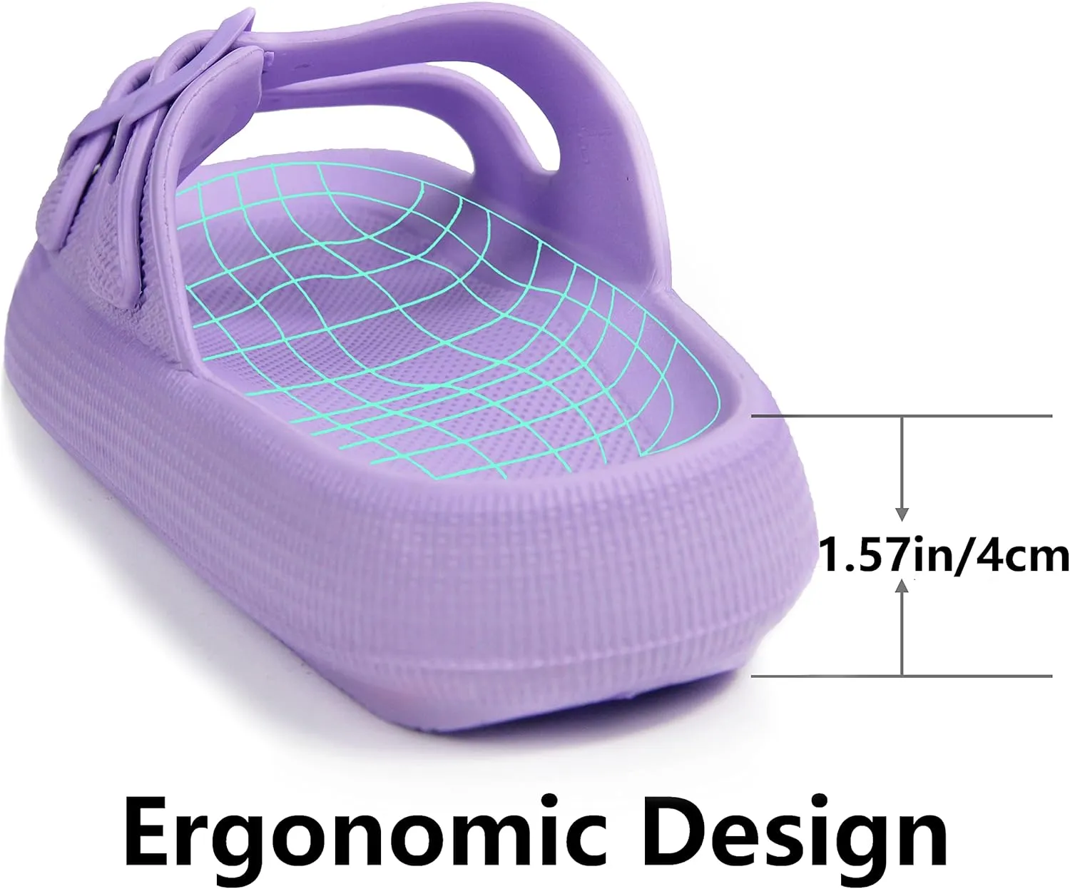 Weweya Sandals for Women and Men - Pillow Slippers - Double Buckle Adjustable Slides - EVA Flat Sandals
