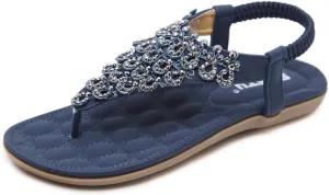Women Beach Wear Flat Sandals Glitter Shoes Cruise Holiday Bohemian Flip Flops