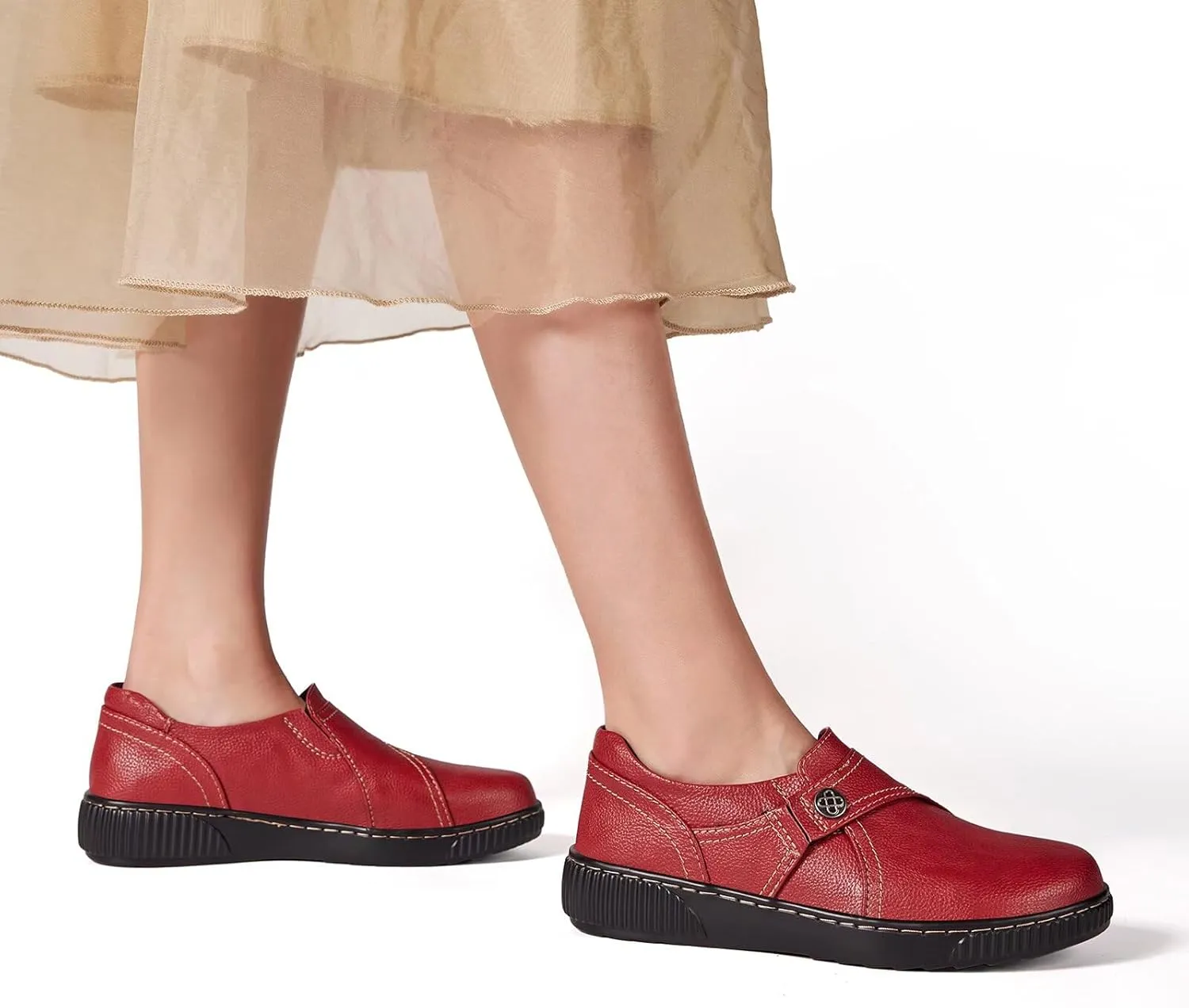 Women Casual Slip on Leather Loafers Dress Walking Shoes