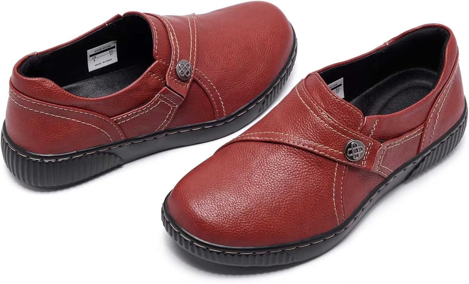 Women Casual Slip on Leather Loafers Dress Walking Shoes