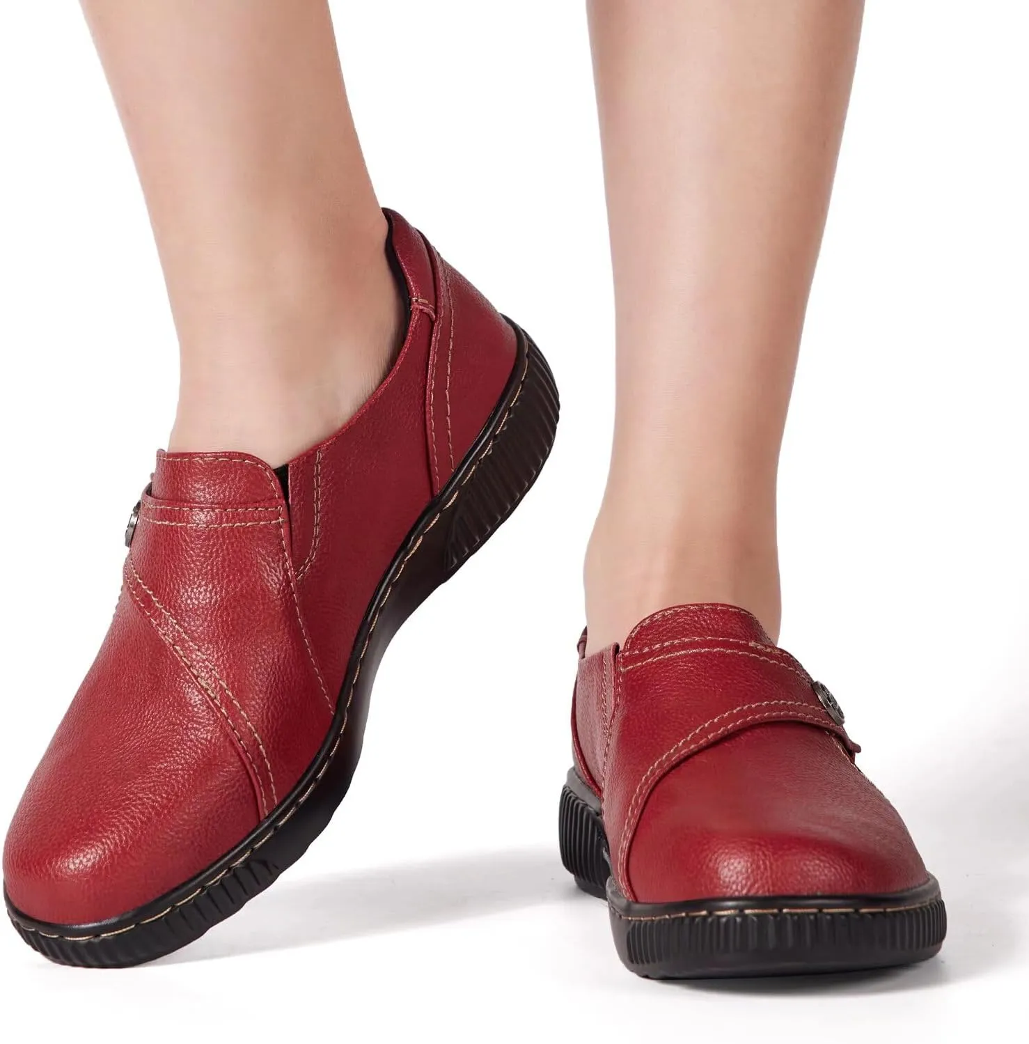 Women Casual Slip on Leather Loafers Dress Walking Shoes