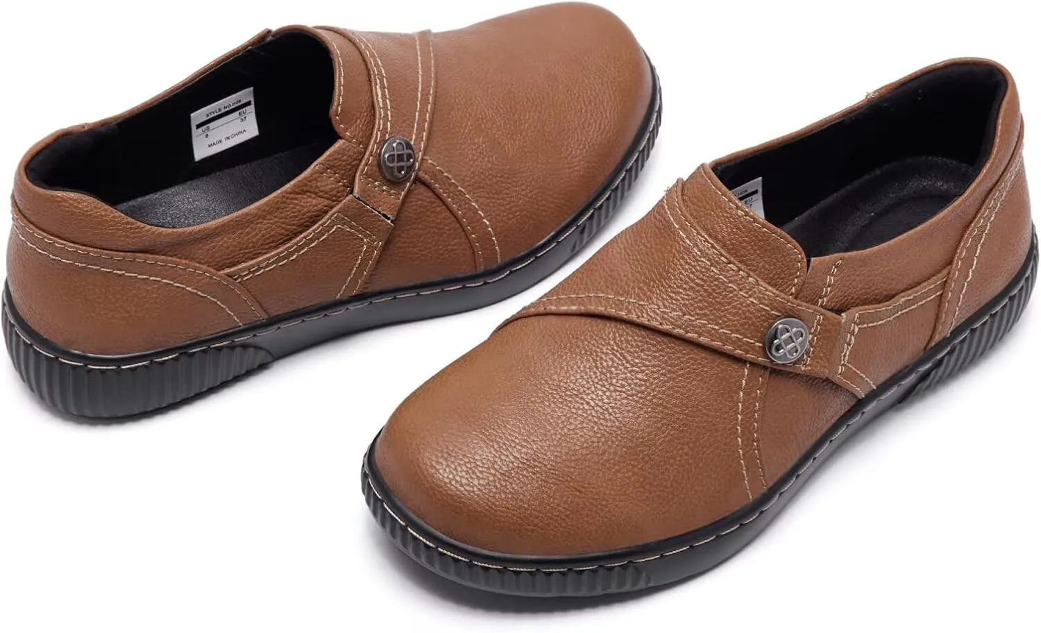 Women Casual Slip on Leather Loafers Dress Walking Shoes