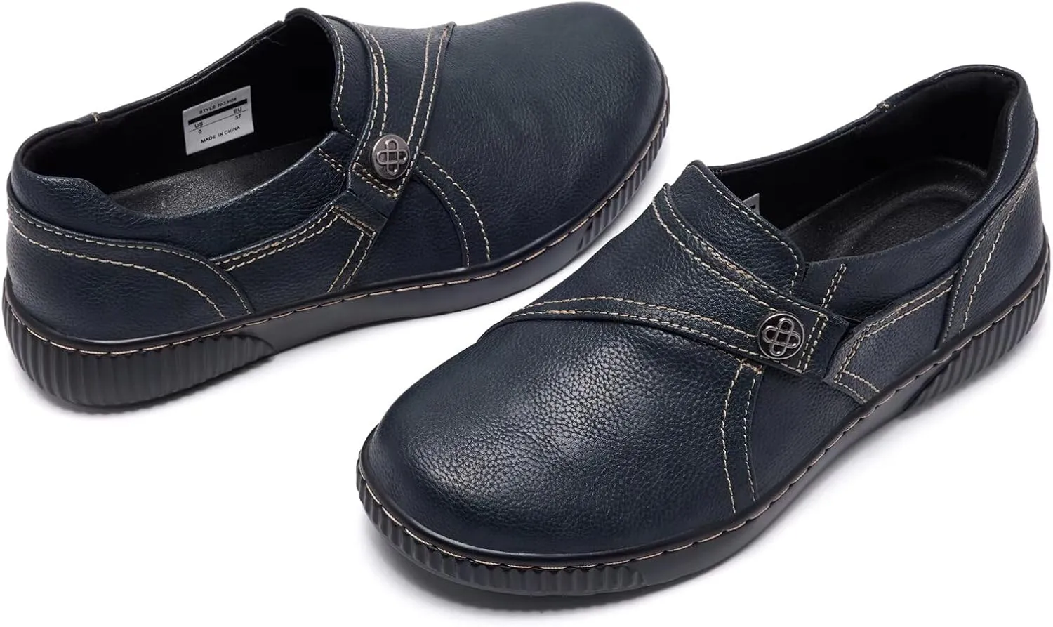 Women Casual Slip on Leather Loafers Dress Walking Shoes