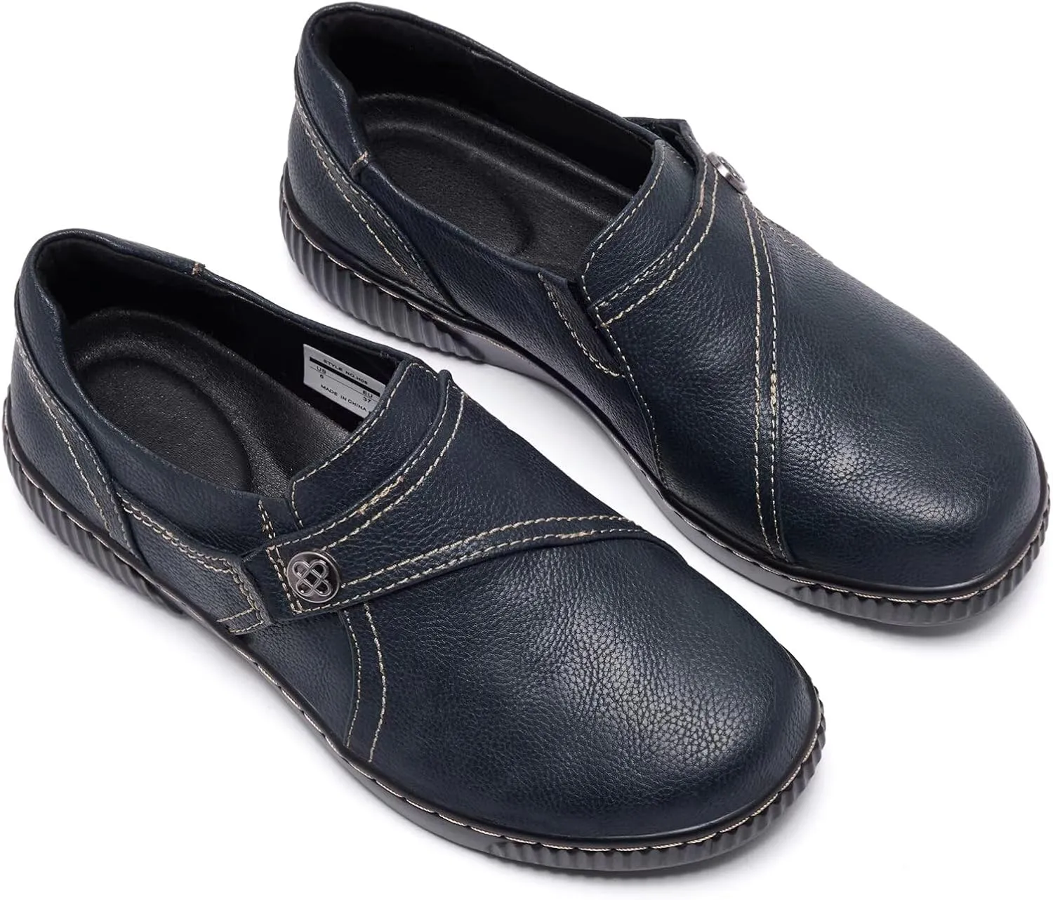 Women Casual Slip on Leather Loafers Dress Walking Shoes