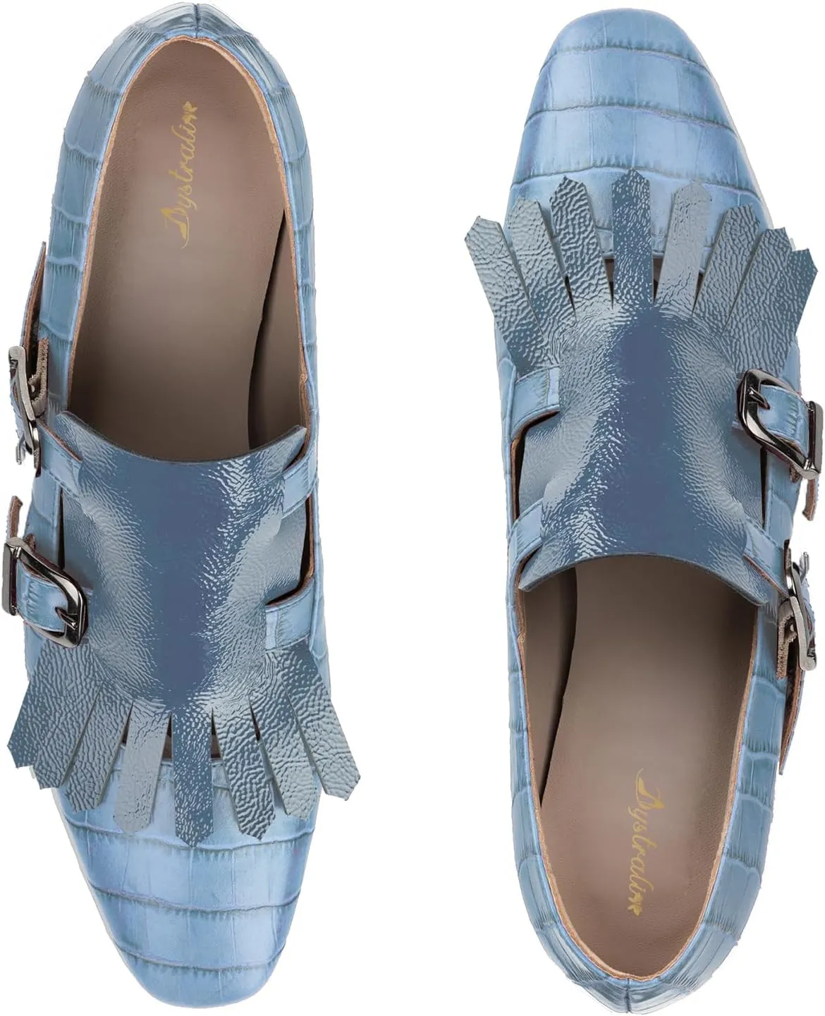 Women Fringe Loafer Pumps Chunky Heel Square Toe Loafers Buckle Strap Crocodile Pattern 2 inch Block Heel Slip On Dress Shoes Tassels Animal Print Sexy Fashion Retro Party 4-11 M US