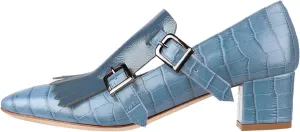 Women Fringe Loafer Pumps Chunky Heel Square Toe Loafers Buckle Strap Crocodile Pattern 2 inch Block Heel Slip On Dress Shoes Tassels Animal Print Sexy Fashion Retro Party 4-11 M US