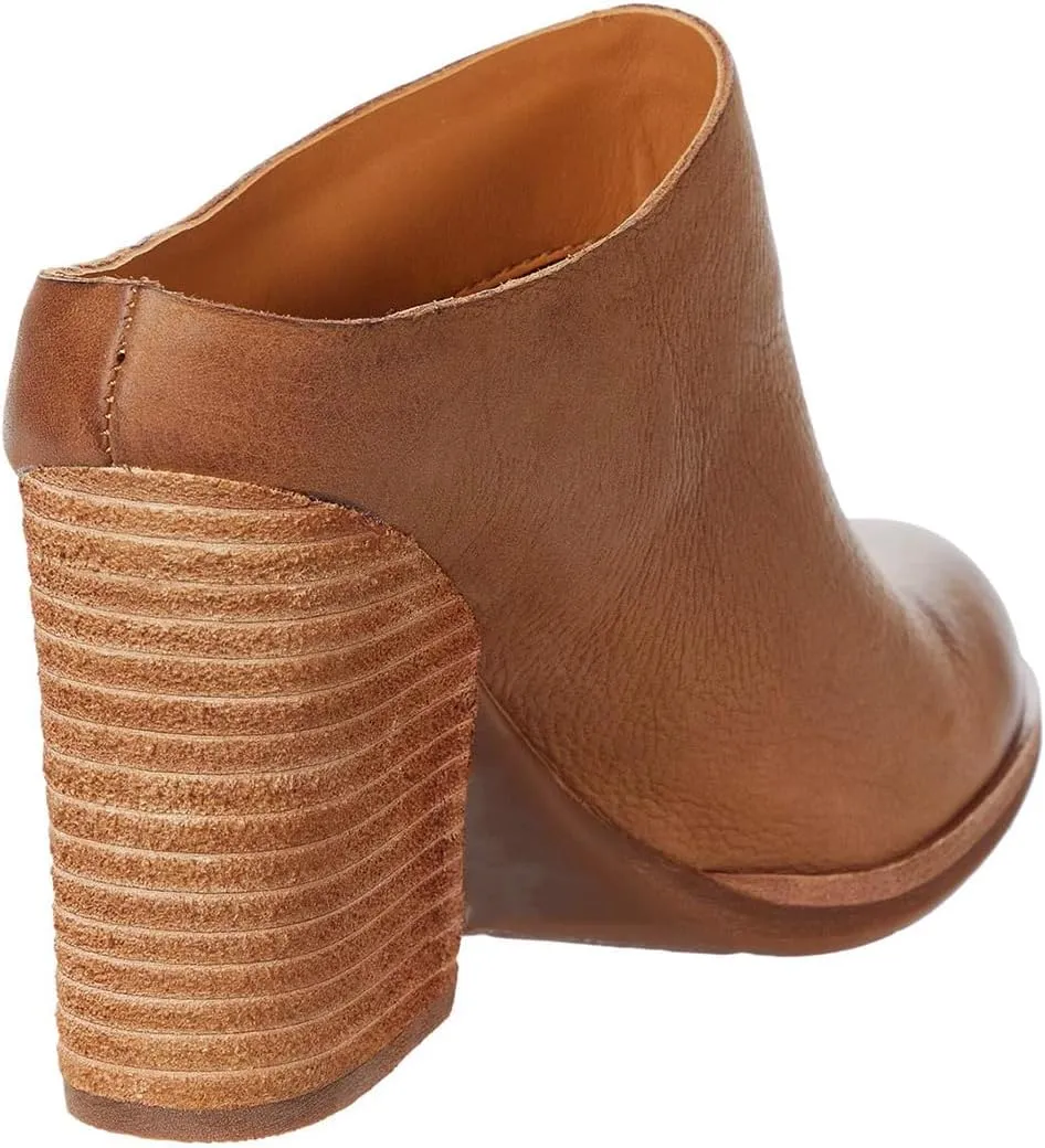 Women High Chunky Stacked Heel Mules Round Closed Toe Heeled Sandals Slip On 3 Inch Block Heels Suede Backless Booties Burnished Dressy Vintage Party Office Ladies Slide Slippers 4-11 M US