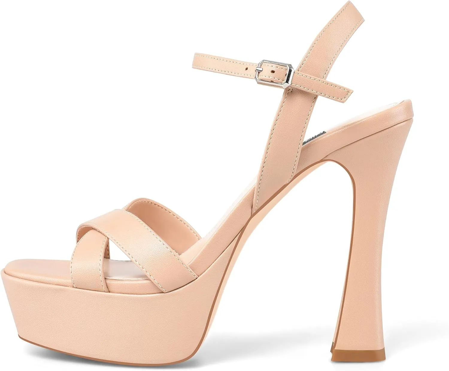 Women High Heel Platform Sandals with Ankle Strap Open Toe Spool Chunky Heels Prom Party Dress with Buckle