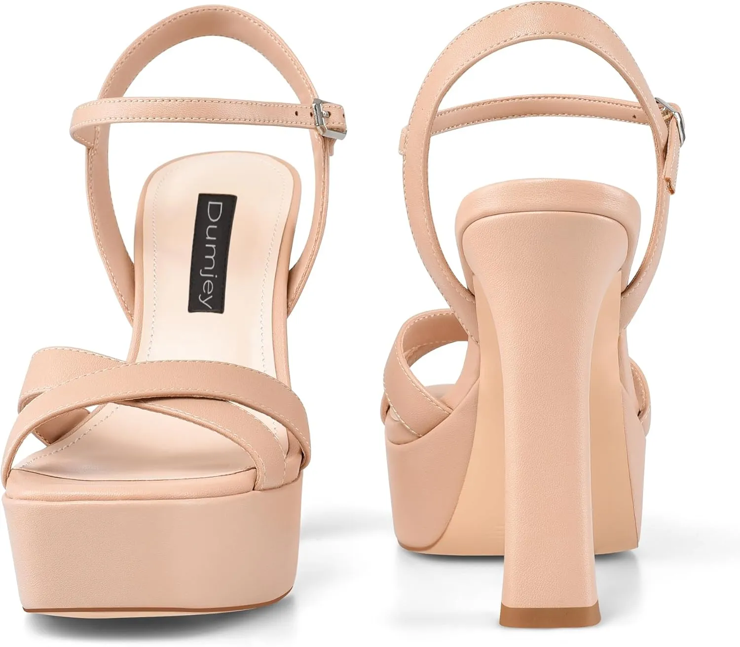 Women High Heel Platform Sandals with Ankle Strap Open Toe Spool Chunky Heels Prom Party Dress with Buckle