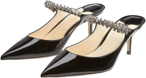 Women High Heeled Mules Crystal Embellished Strap Mules Pointed Toe Stiletto Heels Patent Leather Bridal Wedding Party Dress Shoes 5-13US