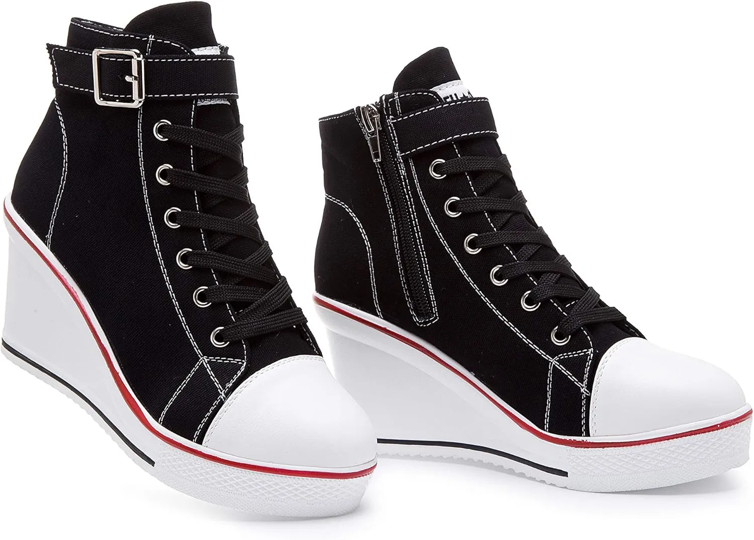 Women's Canvas High-Heeled Shoes Fashion Sneakers Casual Shoes for Walking Platform Wedges Pump Shoes