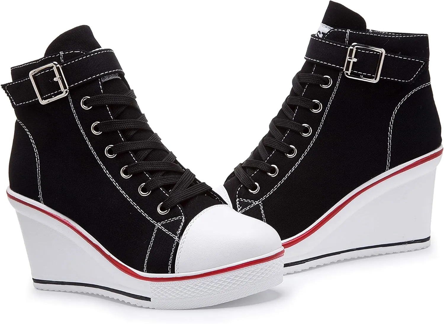 Women's Canvas High-Heeled Shoes Fashion Sneakers Casual Shoes for Walking Platform Wedges Pump Shoes