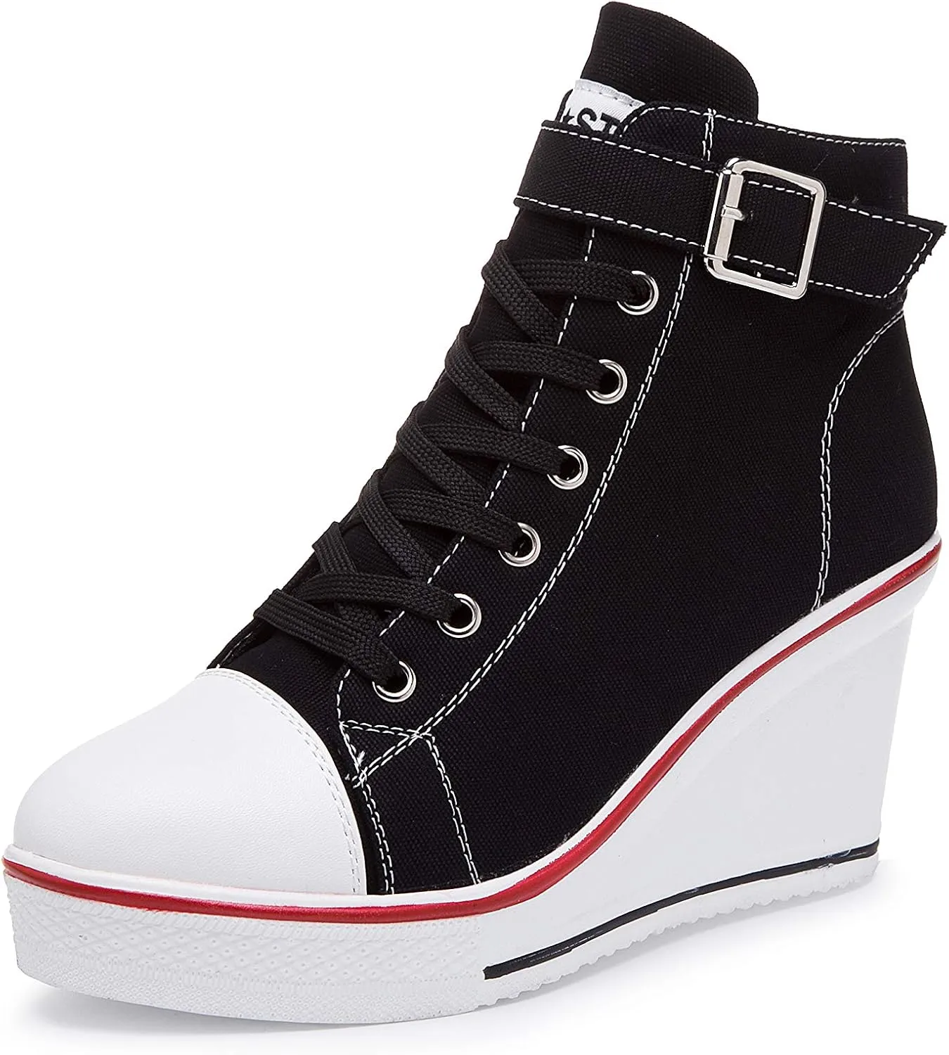 Women's Canvas High-Heeled Shoes Fashion Sneakers Casual Shoes for Walking Platform Wedges Pump Shoes