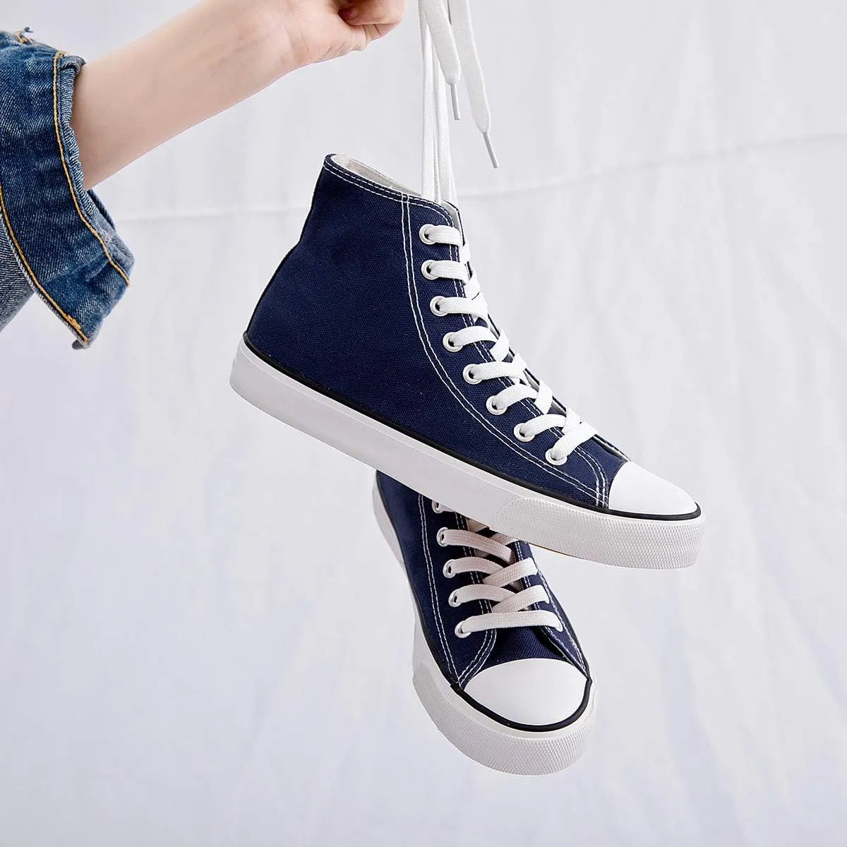 Womens Canvas Sneakers High Top Lace ups Casual Walking Shoes