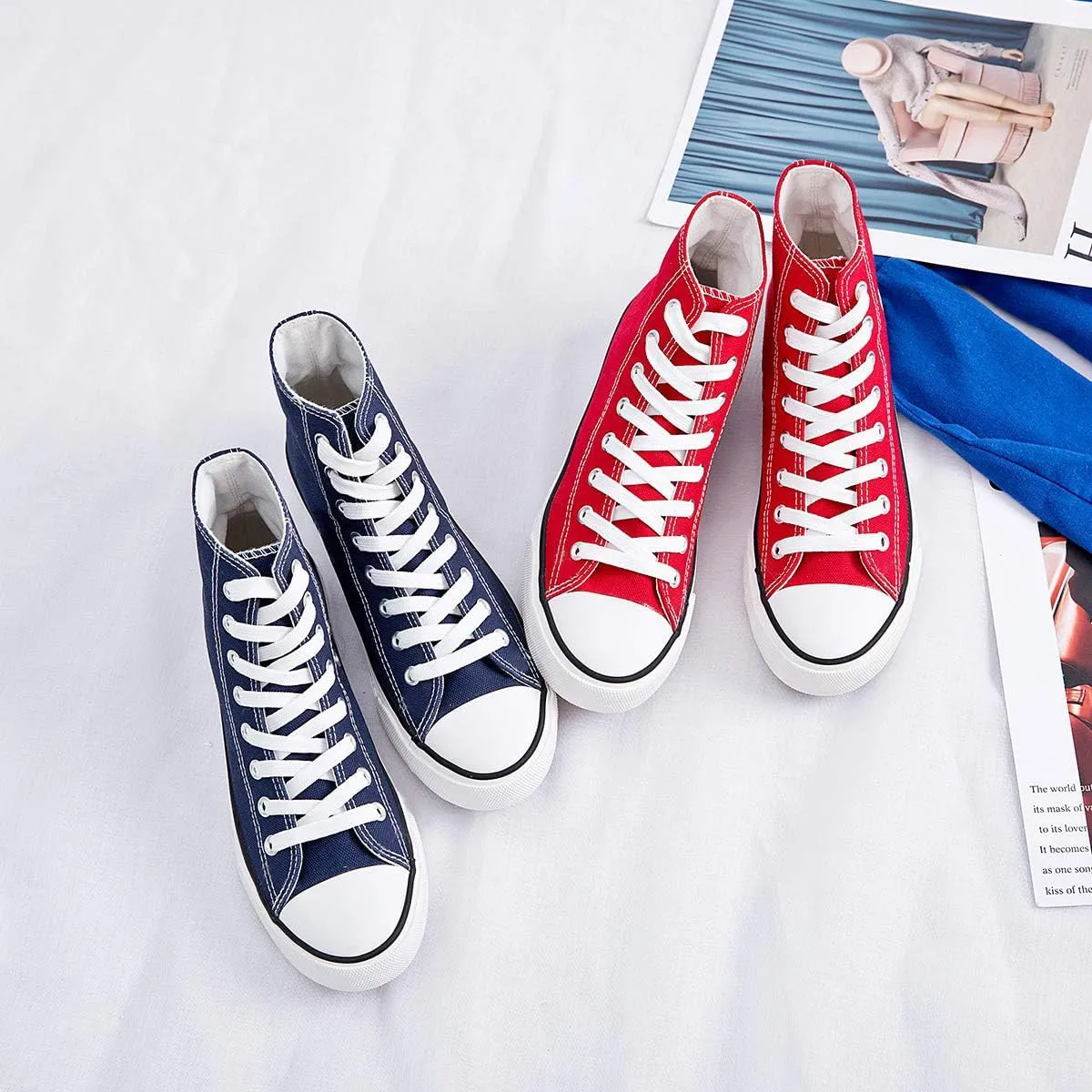 Womens Canvas Sneakers High Top Lace ups Casual Walking Shoes