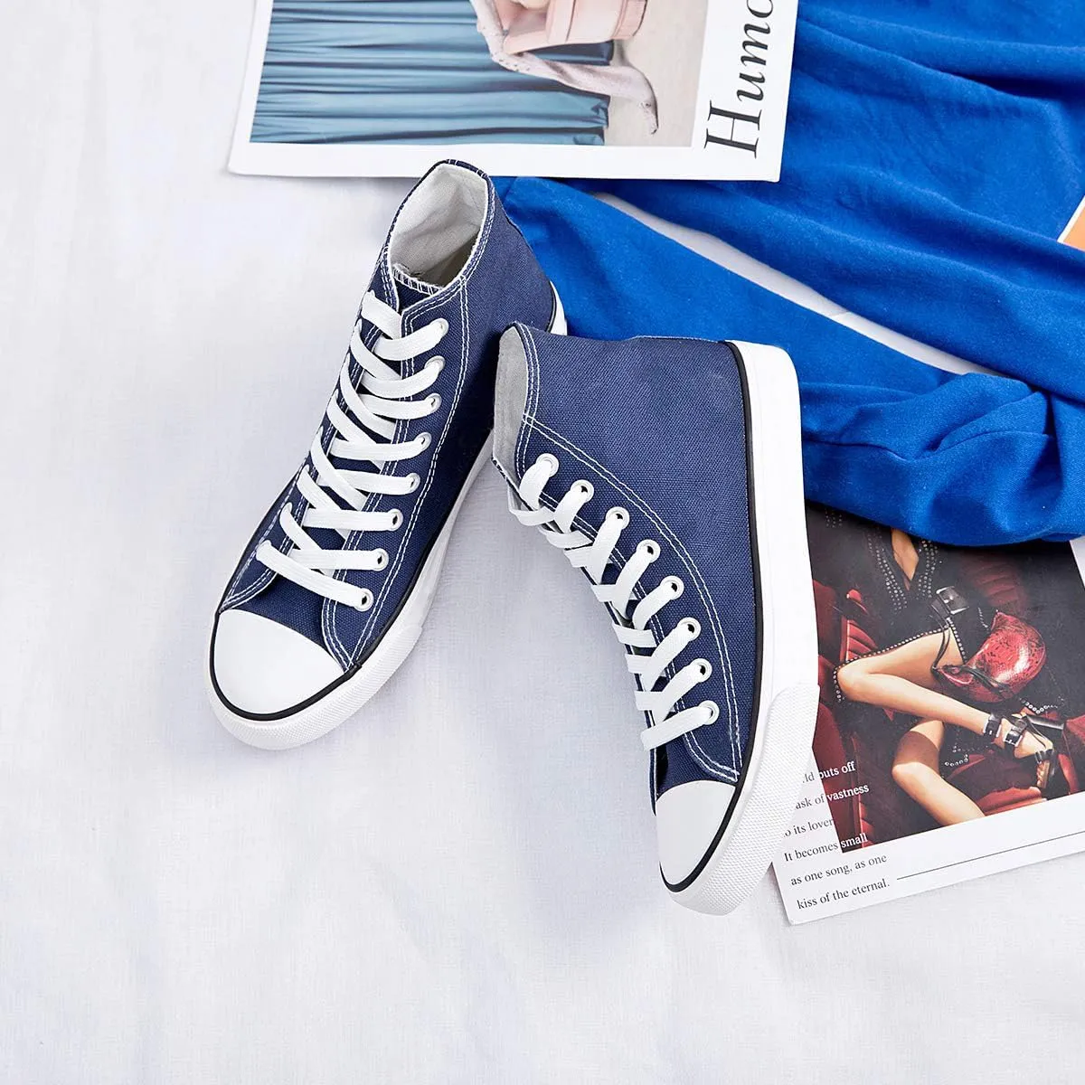 Womens Canvas Sneakers High Top Lace ups Casual Walking Shoes