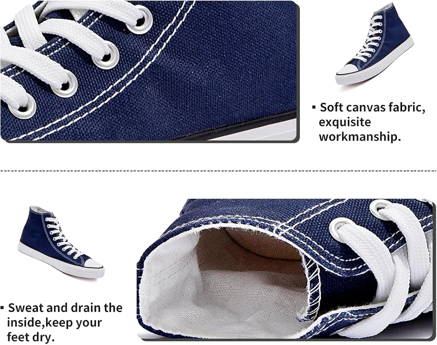 Womens Canvas Sneakers High Top Lace ups Casual Walking Shoes