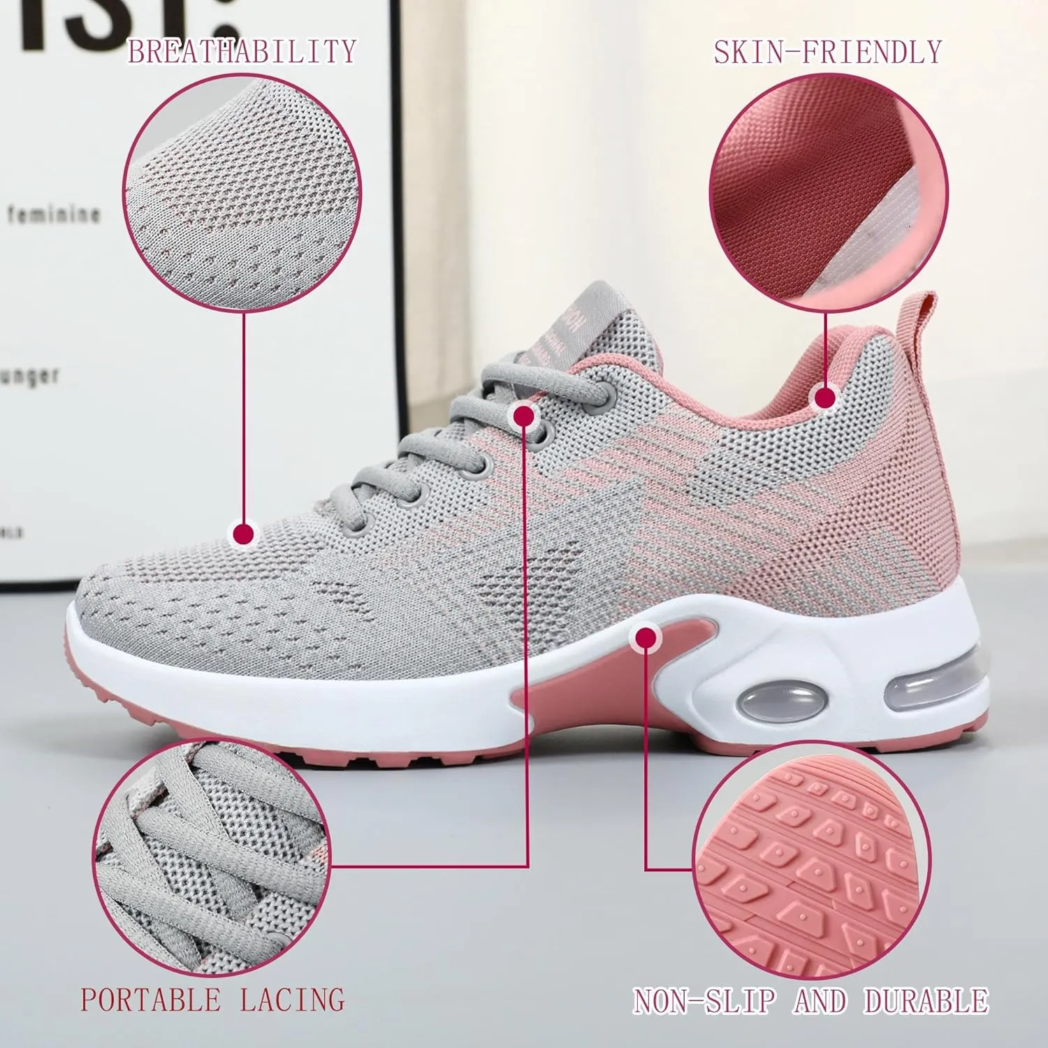 Women's Casual Sneakers – Lightweight, Breathable Non-Slip Walking Shoes for Work, Nursing, Running, and Everyday Use
