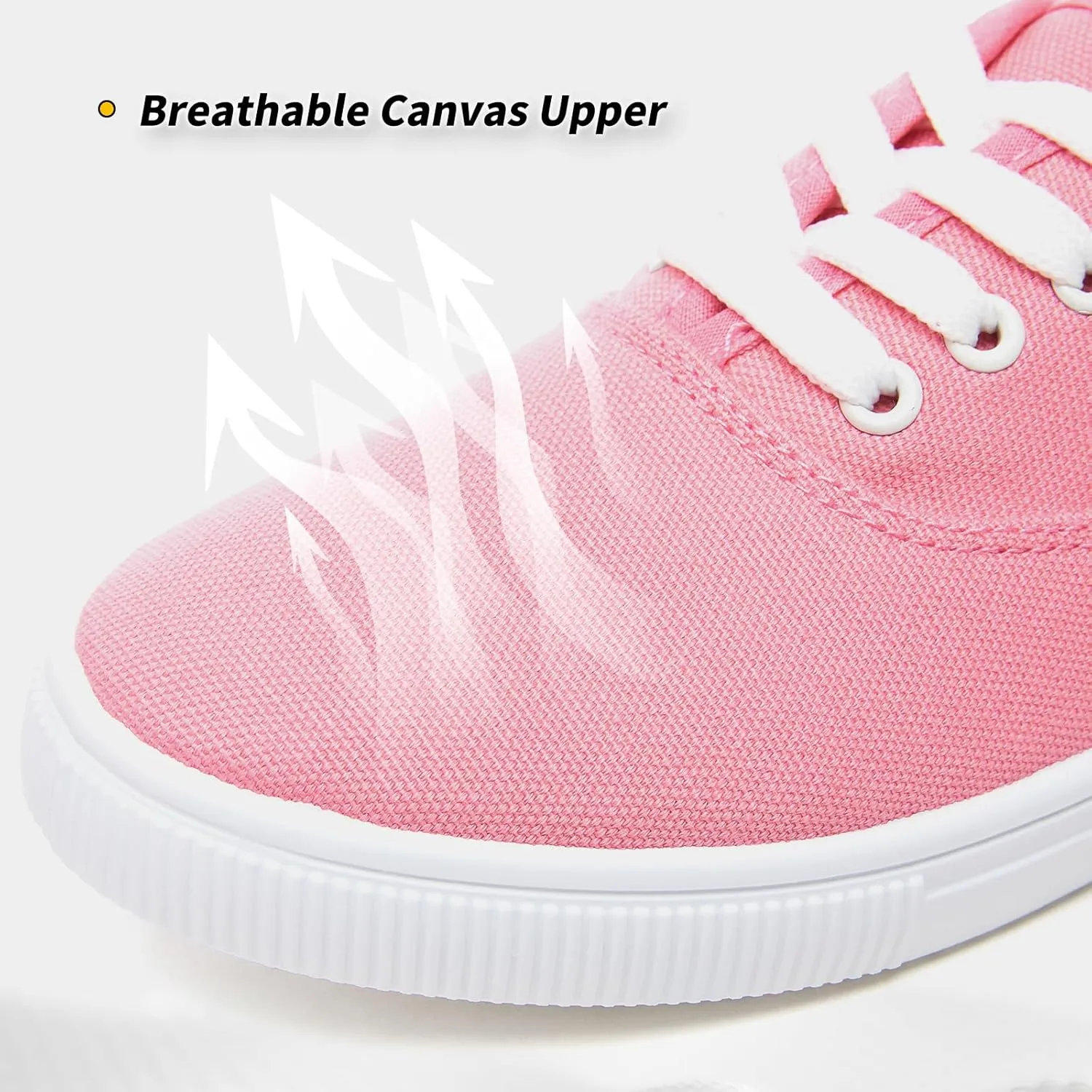 Womens Classic White Sneakers,Low Top White Canvas Shoes,Lightweight Casual Canvas Sneakers