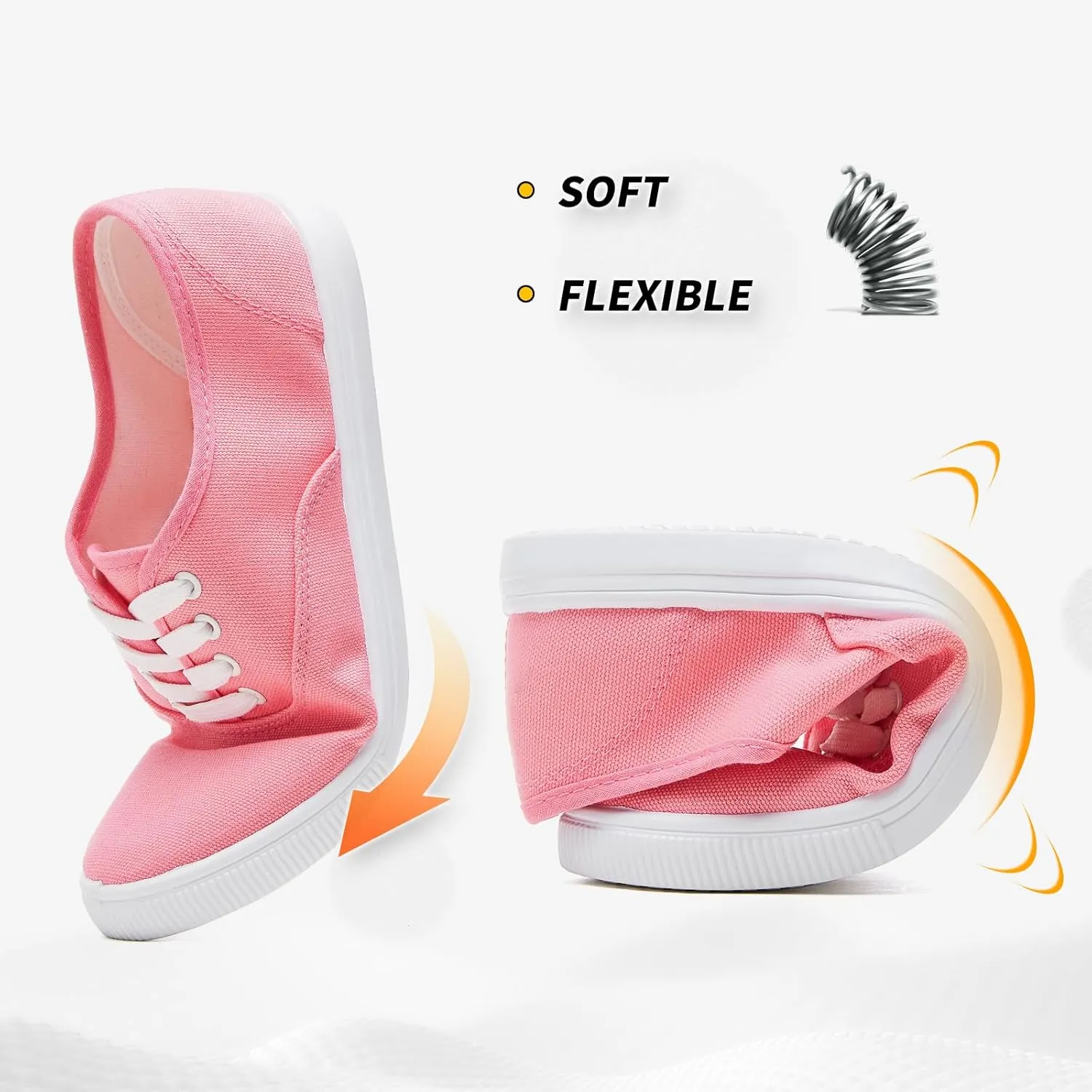 Womens Classic White Sneakers,Low Top White Canvas Shoes,Lightweight Casual Canvas Sneakers