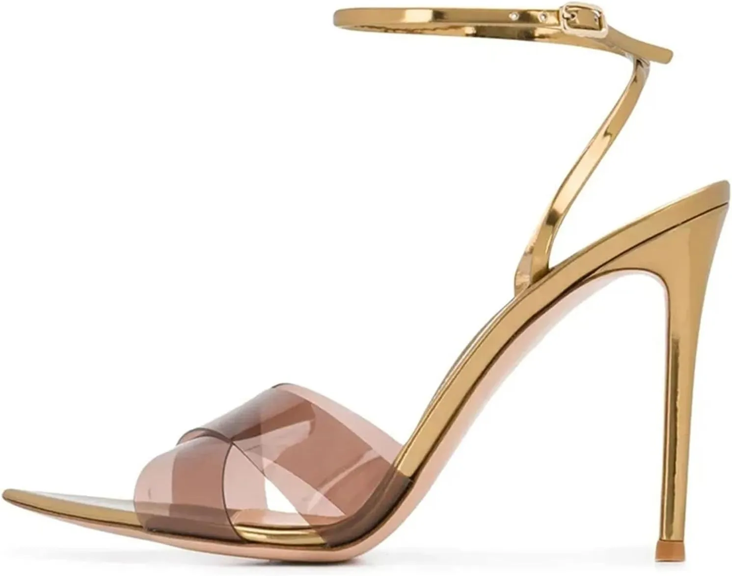 Women's Cross Strap Stiletto Sandals, Gold Party Wedding High Heels