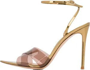 Women's Cross Strap Stiletto Sandals, Gold Party Wedding High Heels
