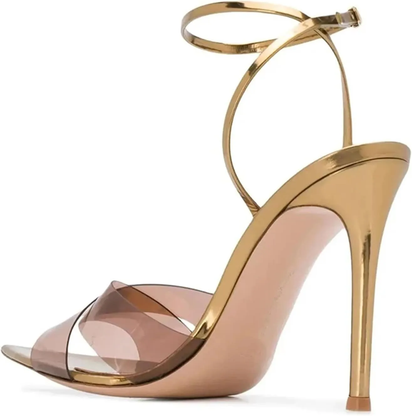 Women's Cross Strap Stiletto Sandals, Gold Party Wedding High Heels
