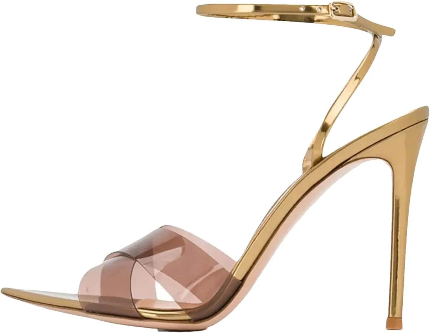 Women's Cross Strap Stiletto Sandals, Gold Party Wedding High Heels