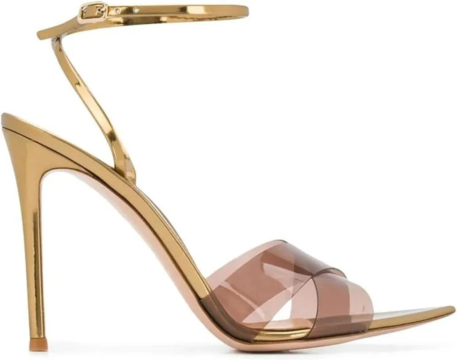 Women's Cross Strap Stiletto Sandals, Gold Party Wedding High Heels