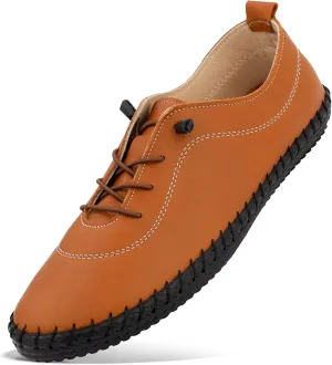 Women’s Fashion Sneakers - Light and Comfortable Leather Flat Sneakers for Everyday Use - Breathable Tennis Shoes with Soft Insoles