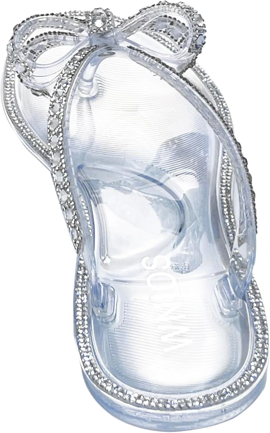 Womens Flat Sandals Jelly Flip Flops Crystals Rhinestones Bow Knot Glitter Sandals