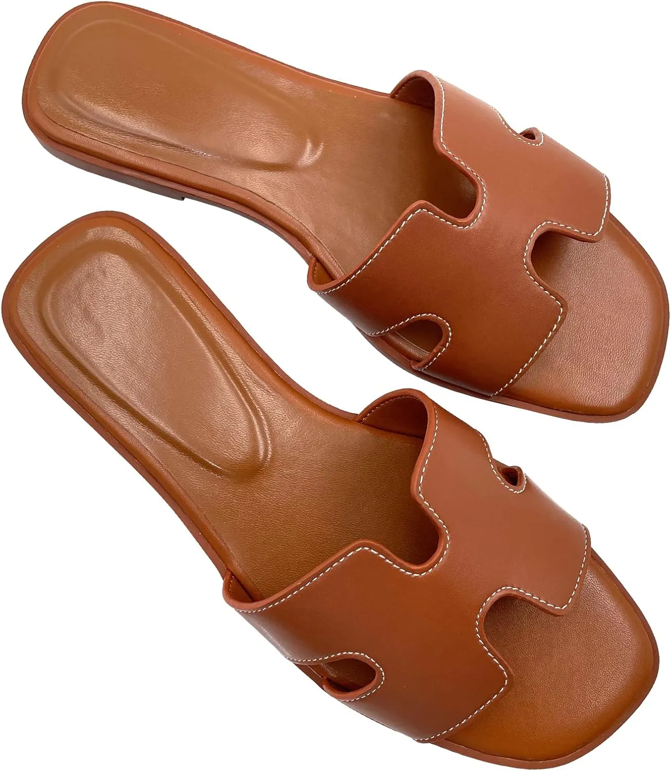 Women's Flat Sandals.Flat Sandals with Unique Design, PU Leather Handcrafted Slippers,Versatile for Vacation, Home, Casual Wear, Gift