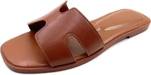 Women's Flat Sandals.Flat Sandals with Unique Design, PU Leather Handcrafted Slippers,Versatile for Vacation, Home, Casual Wear, Gift