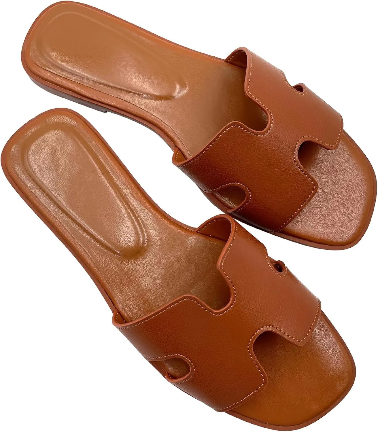 Women's Flat Sandals.Flat Sandals with Unique Design, PU Leather Handcrafted Slippers,Versatile for Vacation, Home, Casual Wear, Gift