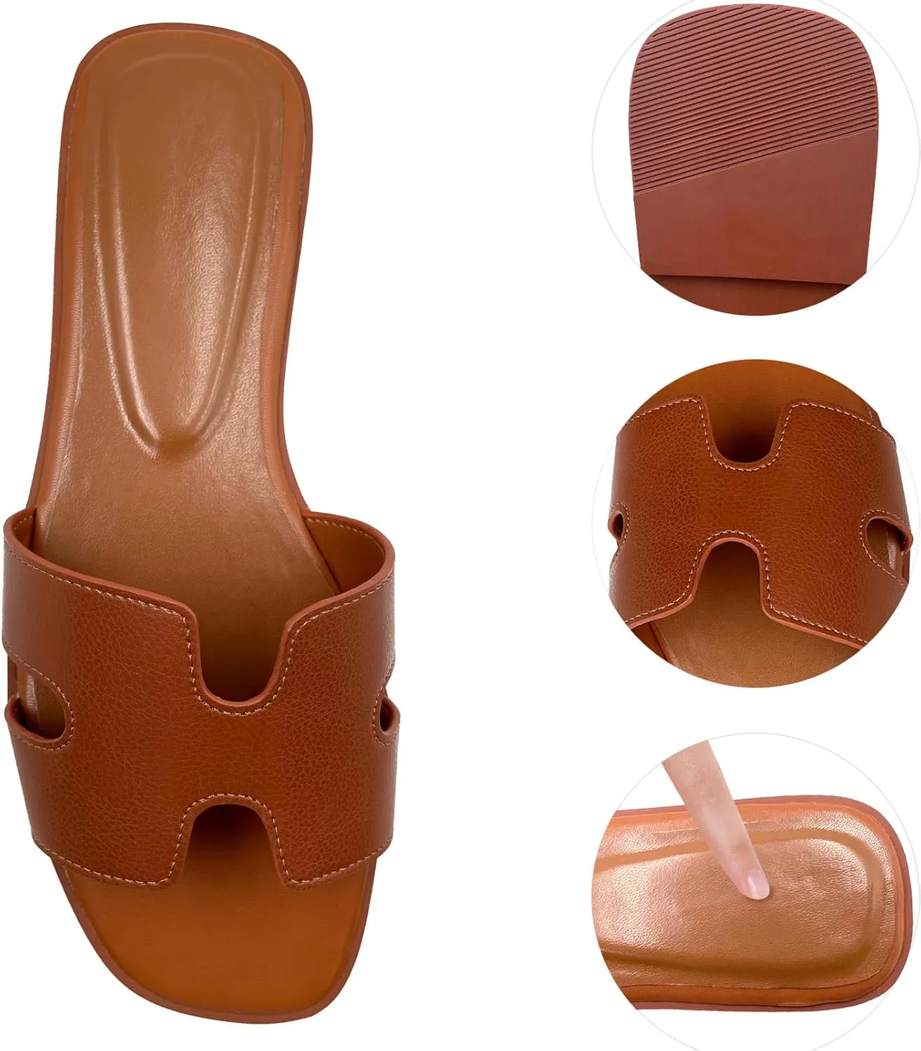 Women's Flat Sandals.Flat Sandals with Unique Design, PU Leather Handcrafted Slippers,Versatile for Vacation, Home, Casual Wear, Gift