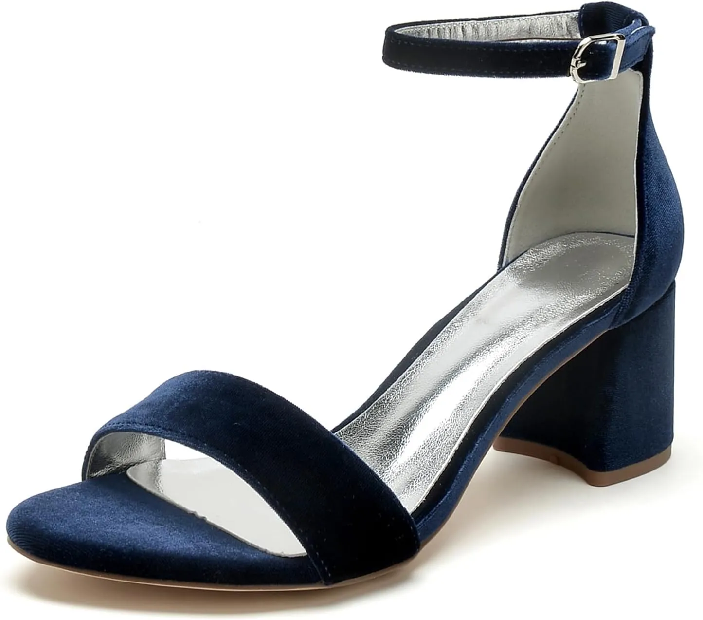 Women's Heels Chunky Block High Heels Wedding Shoes Open Toe Pumps Bride Shoes 6Cm Sandals with Ankle Buckle Strap for Prom Party
