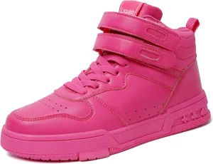 Women's High Top Fashion Basketball Ankle Boots Walking Tennis Shoes Platform Hook and Loop Casual Faux Leather Hidden Heels Sneaker