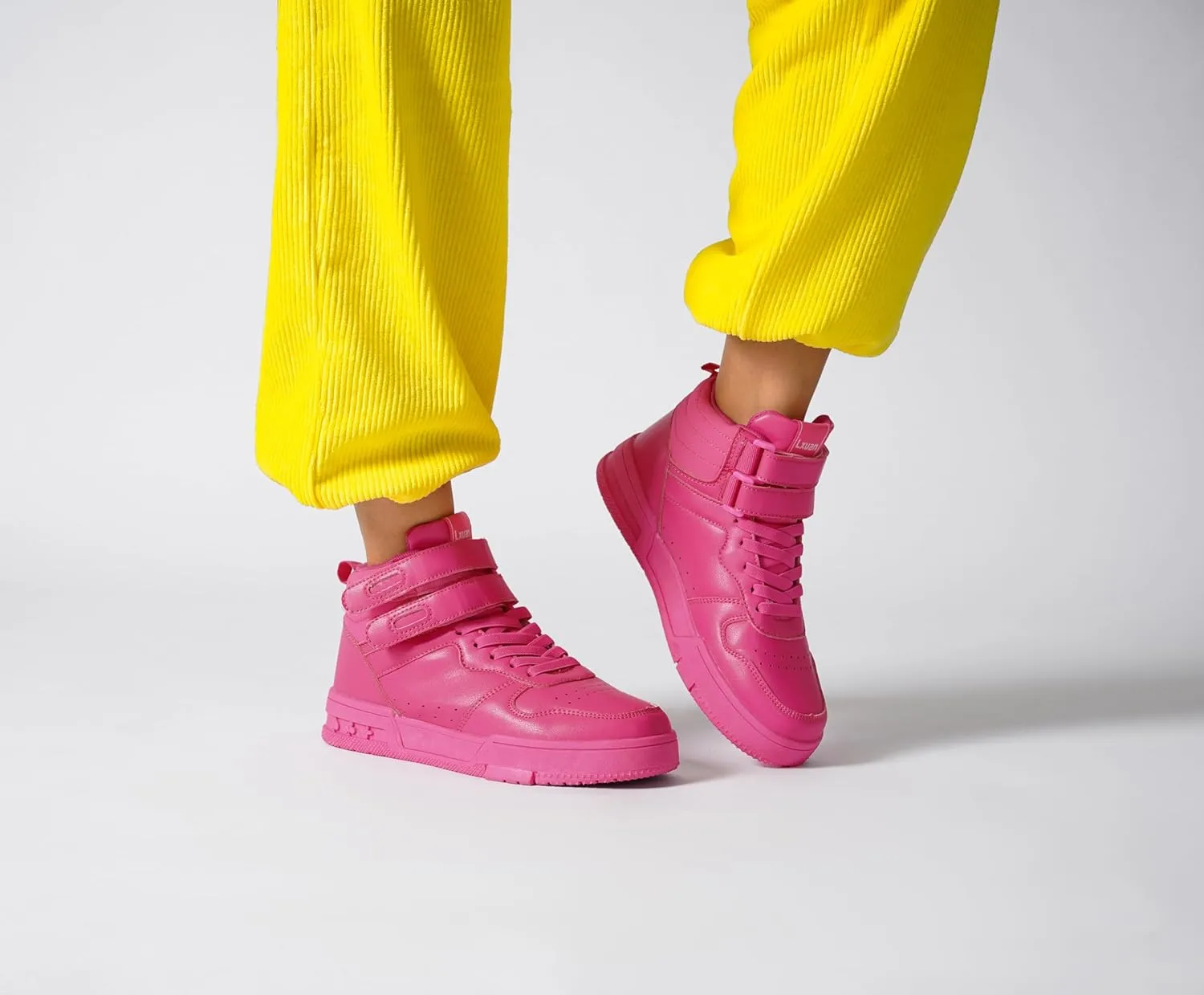 Women's High Top Fashion Basketball Ankle Boots Walking Tennis Shoes Platform Hook and Loop Casual Faux Leather Hidden Heels Sneaker