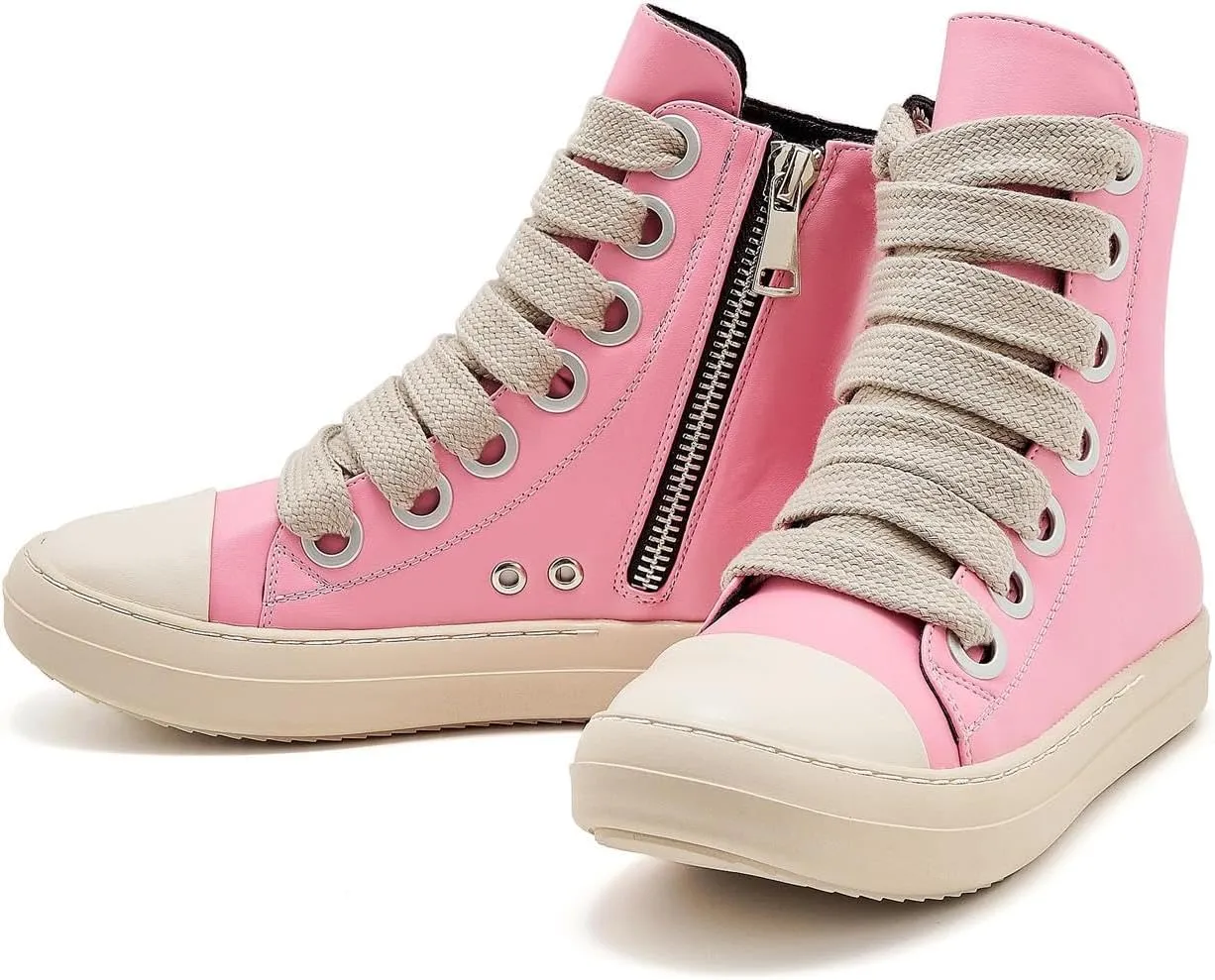 Womens High Top Sneakers Jumbo Lace-up Platform Comfort Trainers Thick Soles Walking Casual Shoes
