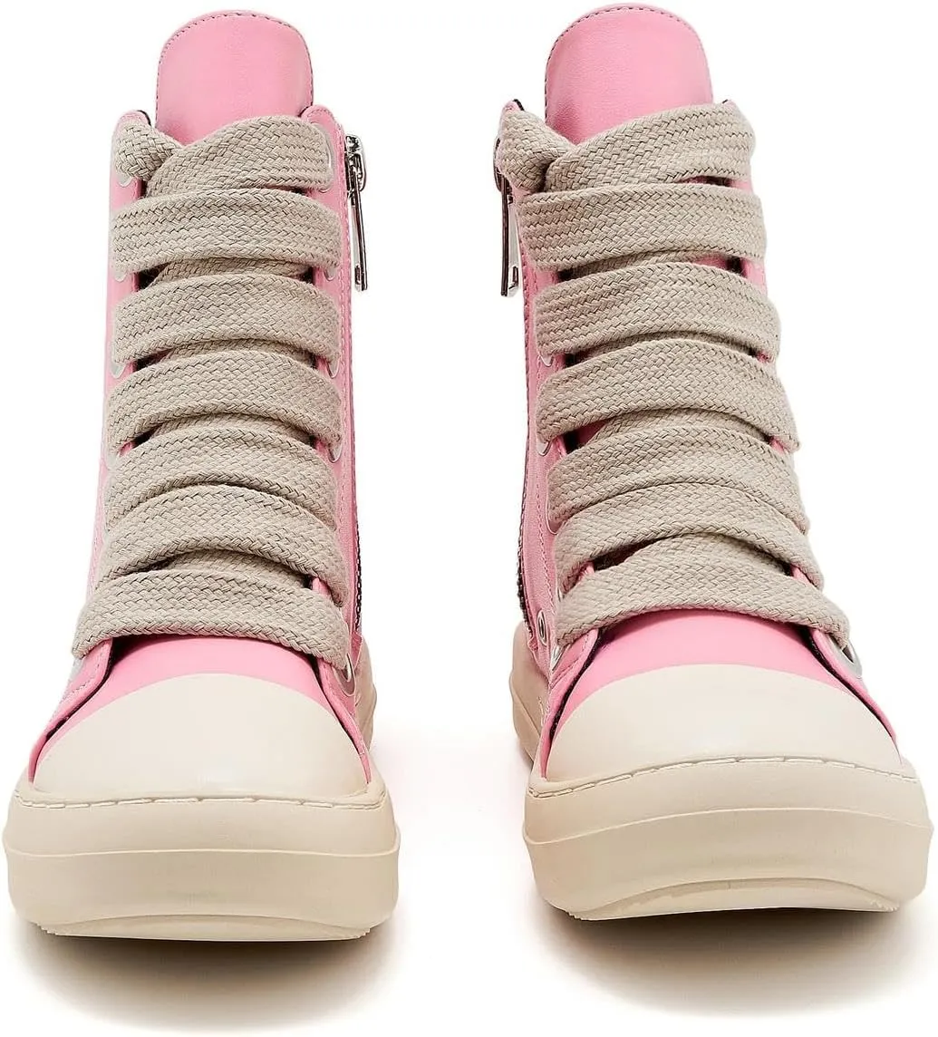 Womens High Top Sneakers Jumbo Lace-up Platform Comfort Trainers Thick Soles Walking Casual Shoes
