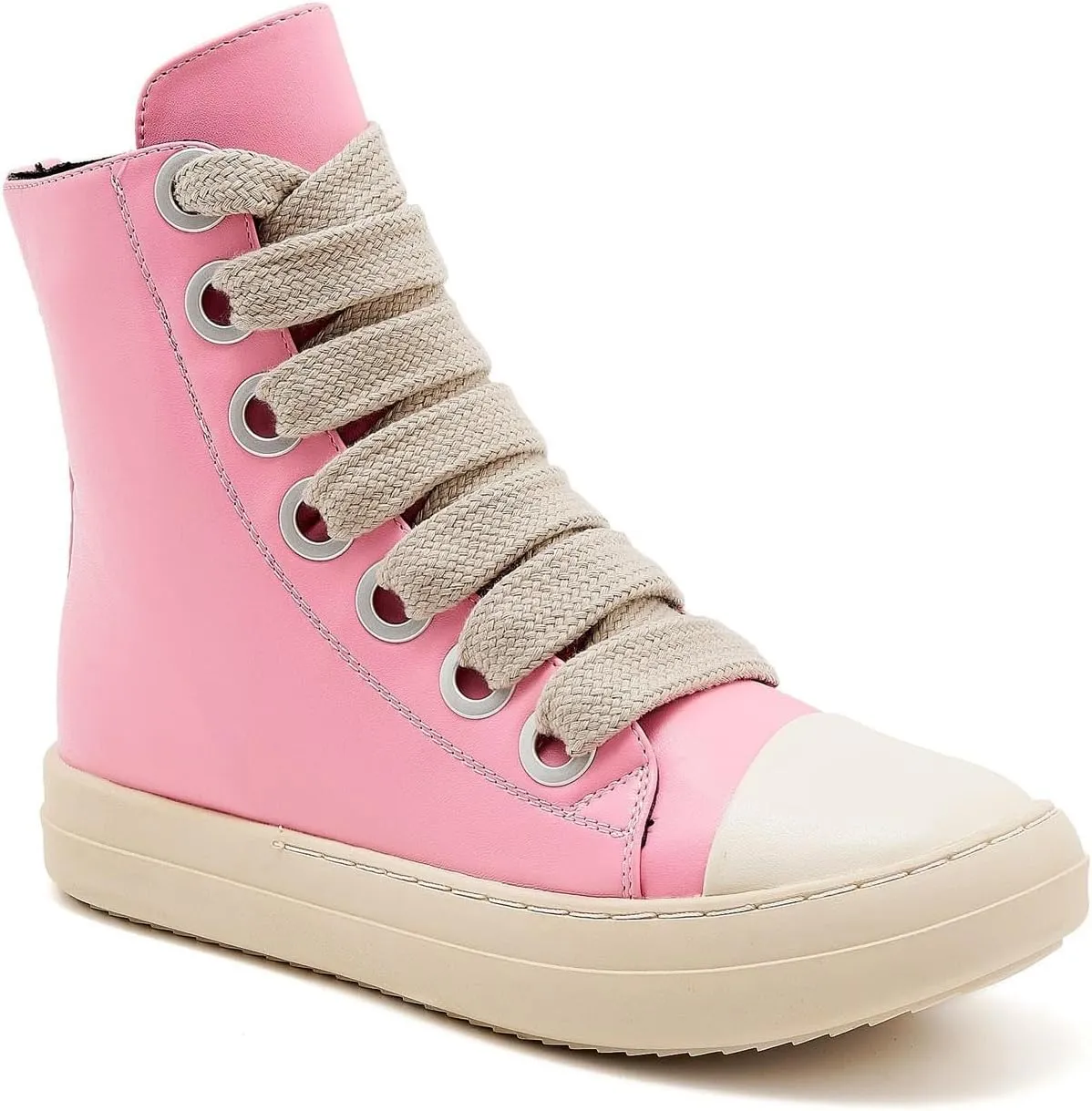 Womens High Top Sneakers Jumbo Lace-up Platform Comfort Trainers Thick Soles Walking Casual Shoes