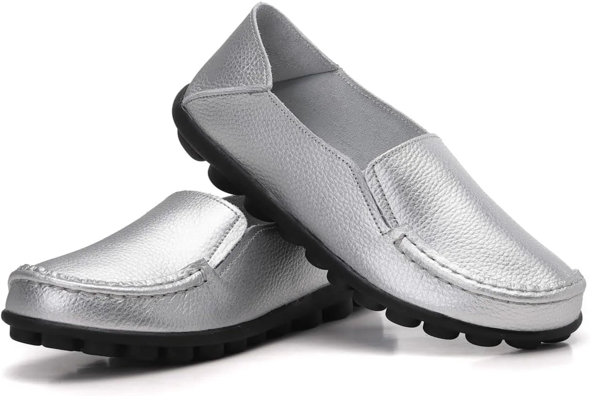 Women's Leather Loafers Comfortable Flat Shoes